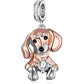 Fuguangju Dachshund Charm 925 Sterling Silver Dachshund Charms for Bracelets Wiener Dog Gifts for Women Dog Lovers