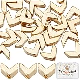 Beebeecraft 1 Box 40Pcs Small Arrow Beads 24K Gold Plated Loose Smooth Geometric Tila Spacer Beads Connectors for Jewelry Making Necklace Bracelet DIY Crafts, 5.5x6.5x3mm