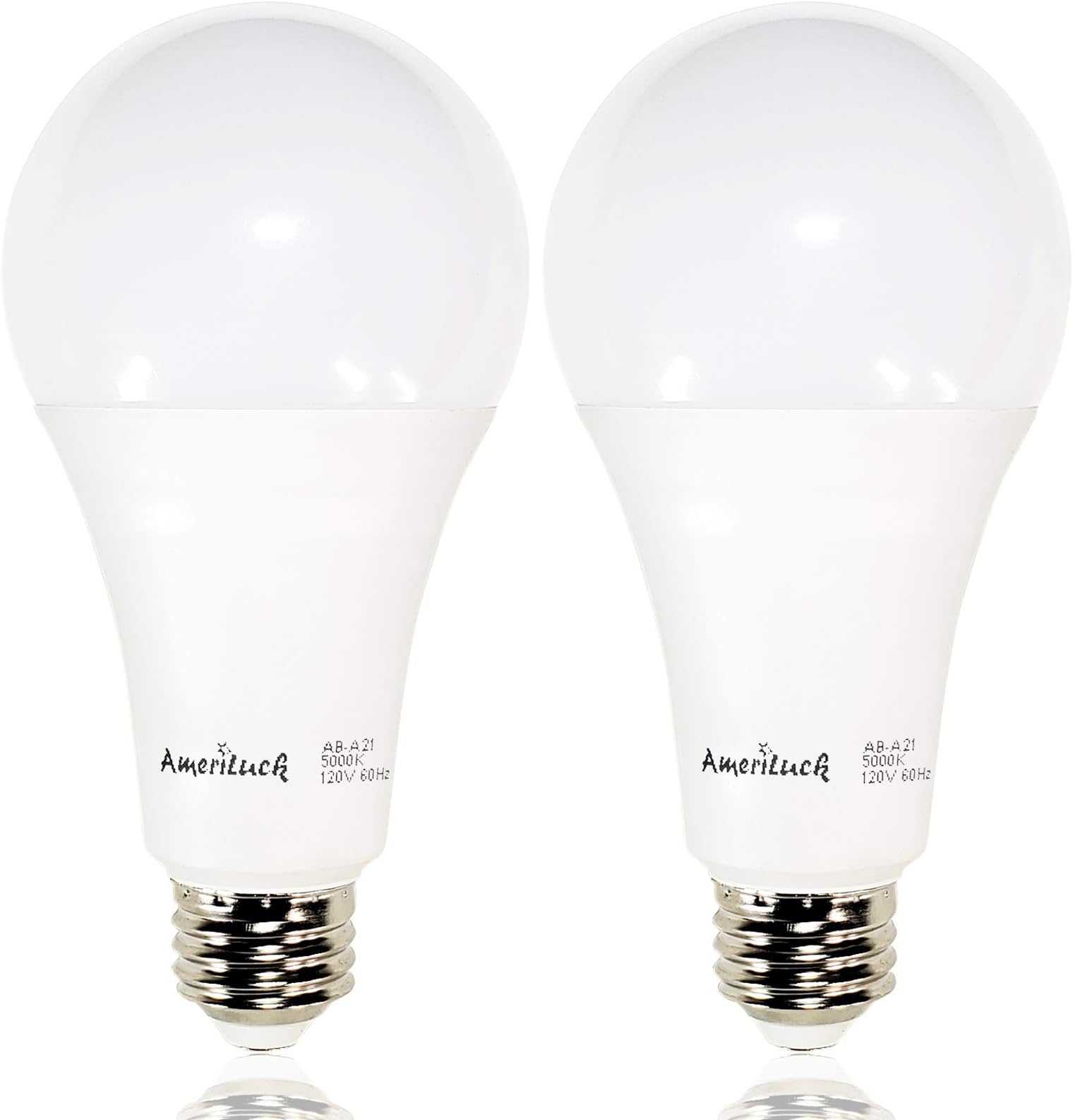 3-WAY 50/100/150W Equivalent A21 LED Bulb 800/1500/2200lumens Daylight 5000K, 2 Pack