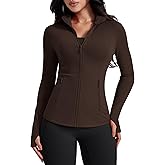AVGO Womens Workout Jackets Lightweight Athletic Zip Up Jacket Slim Fit Running Gym Top with Pockets & Thumb Holes