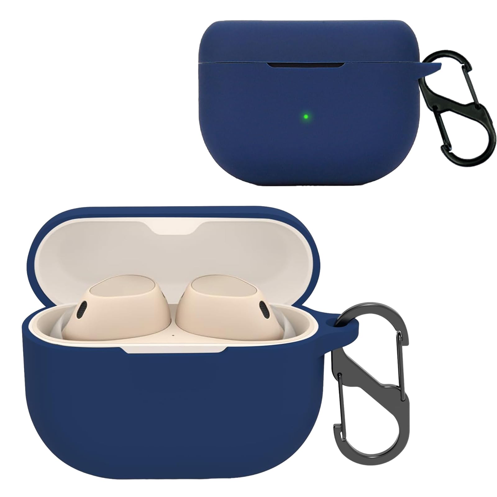 KZIOACSH Silicone Case for Jabra Elite 10/Elite 8 Active, Ultra-thin Shock-Absorbing Wireless Earbuds Protective Case Lightweight Waterproof Anti-Lost Earphones Skin Cover with Keychain Hook, Blue