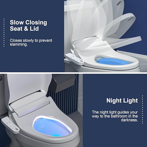 ZMJH 236 BIDET TOILET SEAT ELONGATED – ENDLESS WARM WATER, HEATED SEAT & VORTEX WASH, DUAL FRONT/REAR CLEANING, WARM AIR DRYER, LED NIGHT LIGHT, ELECTRIC-POWERED (ELONGATED)
