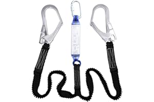 Safety Harness Y-Shaped Retractable Fall Protection Safety Harness Lanyard with 2 Hooks and 1 Steel Snap Hook, Double Leg Sho