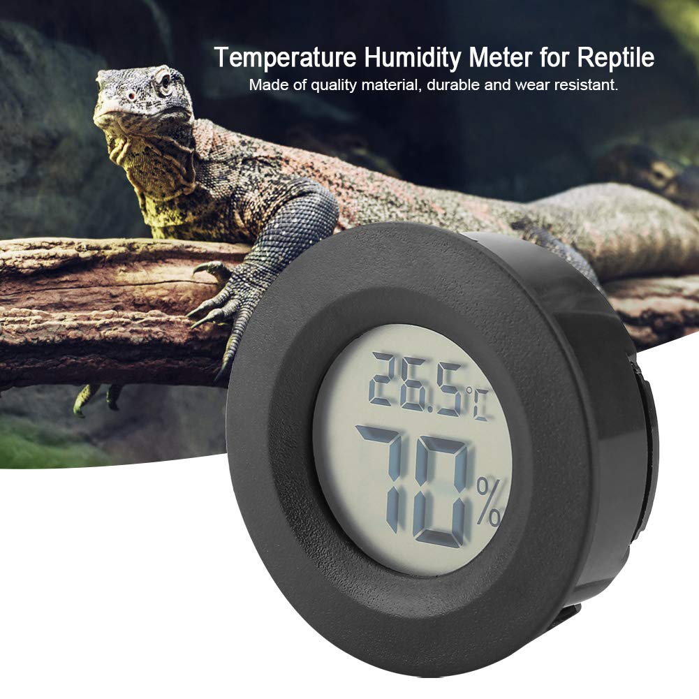 Tnfeeon Mini Thermometer Hygrometer for Reptile Electronic Digital LCD Pet Humidity Temperature Meter for Incubators Indoor Reptile Breeding Box Weather Station Greenhouse Basement(Black) - Image 3