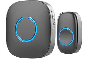 SadoTech Wireless Doorbell for Home - Battery Operated, 1000 Feet, Wireless Door Bell w/LED Flash, 1 push button + 1 receiver, Matte Black