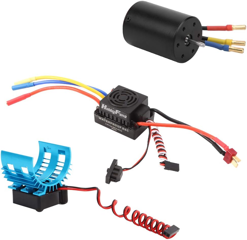 Dilwe RC car servo set, 3650 3100KV brushless motor + heat sink 60A ESC