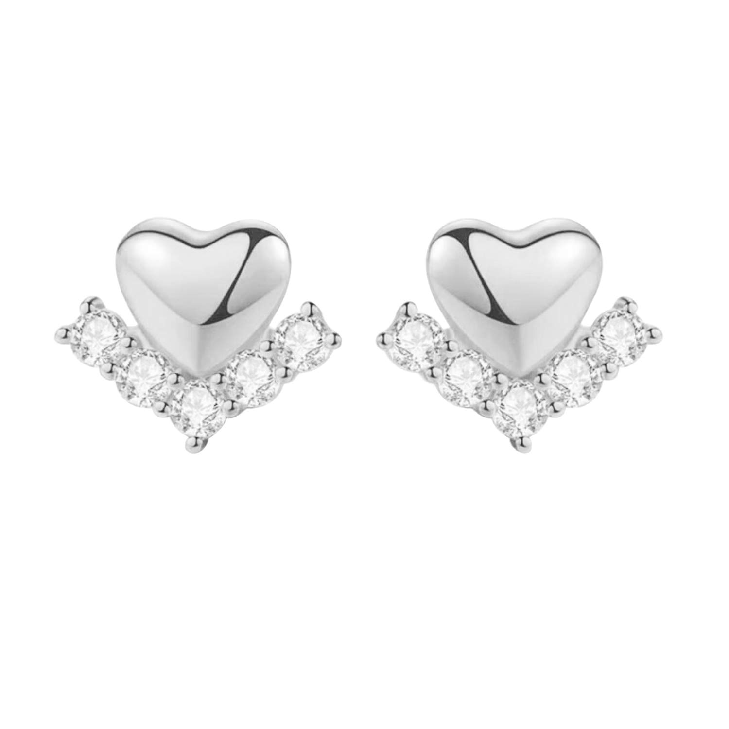 IzuBizu London Women's 925 Sterling Silver Love Heart Arrow Shaped Stud Earrings Cubic Zirconia Diamonds Birthday Anniversary Easter Jewellery