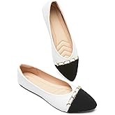 BABUDOG Women's Black Flats Shoes,White Dress Shoes for Women,Crimping Faux Suede Ballet Flats Comfortable