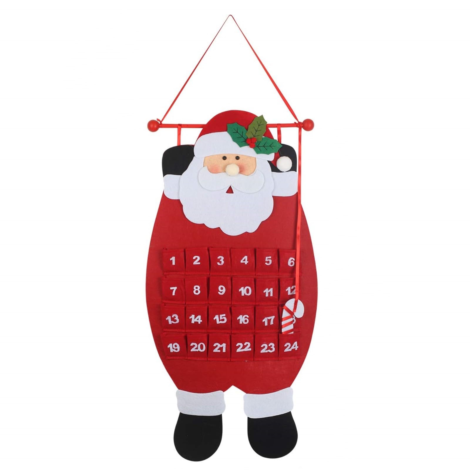 Christmas Fabric Reusable Advent Calendar with 24 Pockets, Santa Fillable Empty advent calendar to fill yourself for Small Gifts Home Wall Hanging Decoration