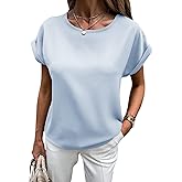 Lynwitkui Womens Summer Short Sleeve Chiffon Blouses Keyhole Back Busines Casual Work ShirtsTops Tops 2025