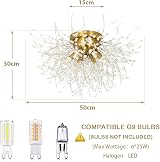 Rayofly Modern Crystal Chandelier Ceiling Light Gold 6 G9 Sockets Flush Mount view 3