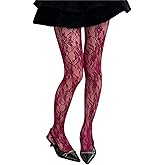 Milumia Women's Floral Lace Tights Y2k Patterned Fishnet Pantyhose Sexy Stockings