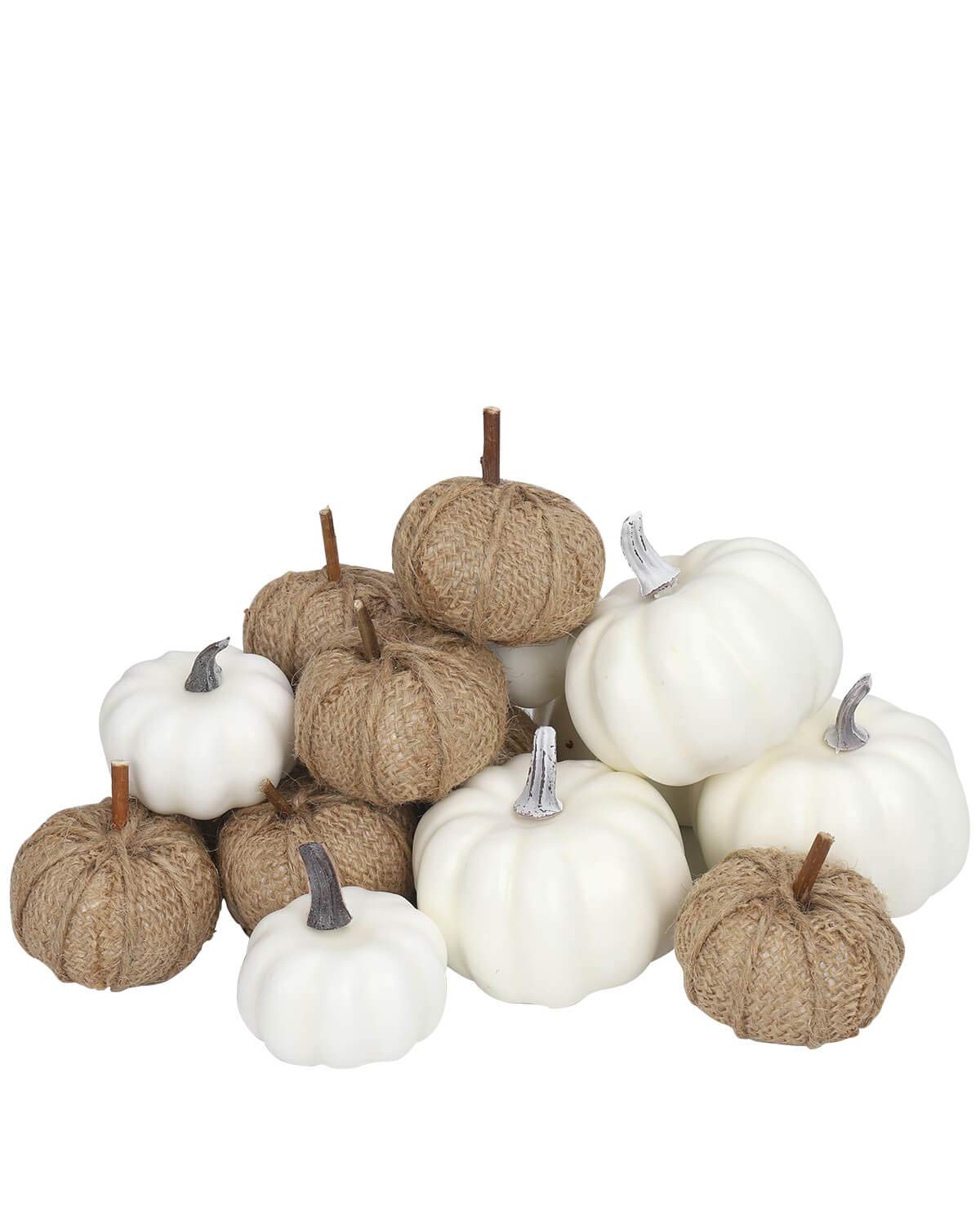 Photo 1 of ****MISSING PART***
Fabric and White Pumpkins Assorted Size - 16PCS Burlap for Rustic Fall Decor, Perfect Halloween Thanksgiving Decoration Wedding