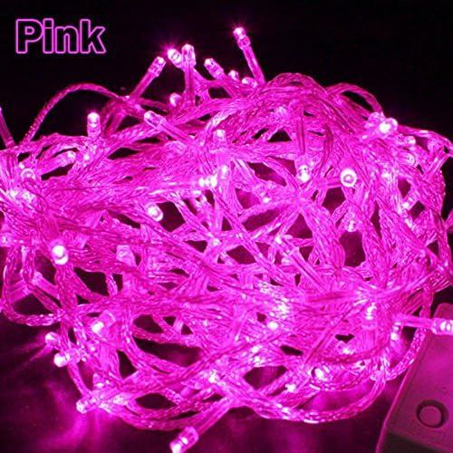 50LED / 5 Meters LED Bulbs String Fairy Lights with Steady On and Twinkling Modes,Waterproof, Decoration for Christmas, Xmas, Party, Wedding (Hot Pink Color)