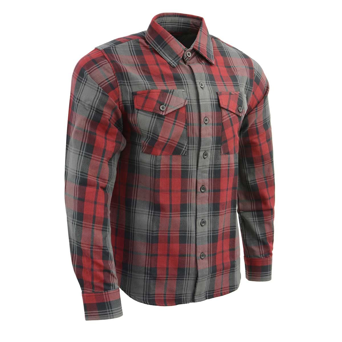 Milwaukee Leather Men's MNG11652 Black/Grey/Red Flannel Shirt, Multi, Large