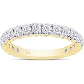 SAVEARTH DIAMONDS Round Cut Lab Created Moissanite Diamond Eternity Stackable Engagement Ring In 14K Gold Over Sterling Silver Jewelry For Women (VVS1 Clarity, 1.00 Cttw)