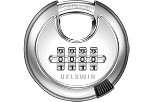 DELSWIN 4 Digit Combination Lock with Hardened Steel Shackle Combo Padlock for Sheds,Gym Locker,Storage Unit,Gate and Fence (1 Pcs)