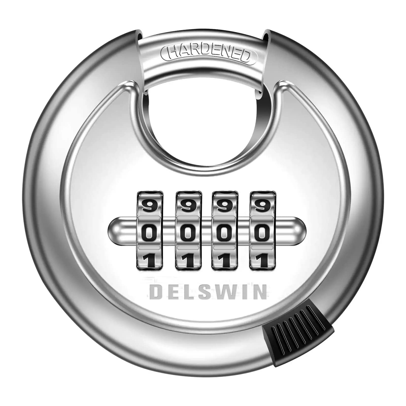 Photo 1 of DELSWIN 4 Digit Combination Lock with Hardened Steel Shackle Combo Padlock for Sheds,Gym Locker,Storage Unit,Gate and Fence (1 Pcs)