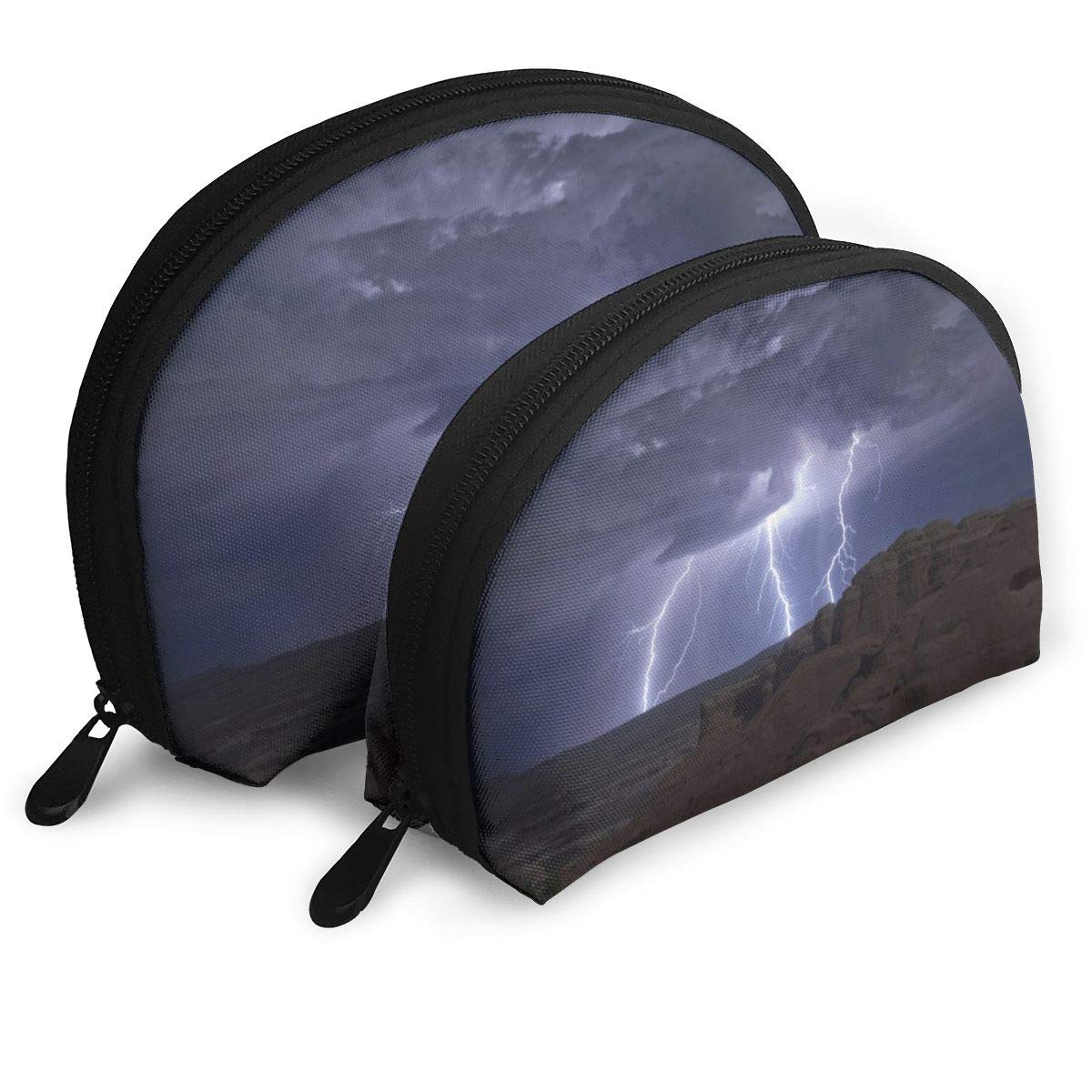 Shell Shape Cosmetic Bag Lightning In Arches National Park Moab Utah&nbsp; Portable Bags Clutch Pouch Storage Bag Women Handbag Organizer With Zipper 2pcs