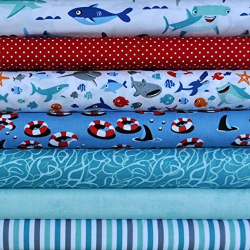 Sharktown 7 Fat Quarters Bundle by Shawn Wallace for Riley Blake, 1 3/4 Yards Total