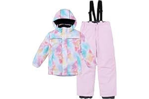 LUCKYLUAN Kids 2 Piece Ski Jackets Snow Pants Set Waterproof Windproof Snowsuit for Boys Girls