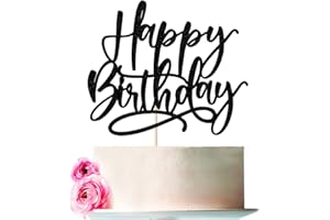 bejotaa Glitter Happy Birthday Cake Topper, Anniversary Celebration Party Decoration, Birthday Cake Party Decoration Supplies (black)