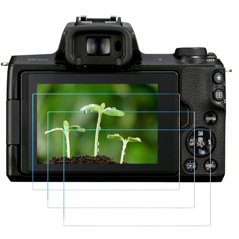 M50 Mark II Screen Protectors for Canon EOS M50 M50II M6 M6II M100 200D SL2 Camera (3 Pack), FANZR 0.3mm 9H Hardness Anti-Scratch Tempered Glass
