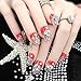 Dongcrystal 24Pcs 3D Bling Nail Art Jewelry Glitter Rhinestone Decor Nail Tips Red Fake Nails