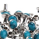 RUBYCA Blue Turquoise Rapid Rivets Studs DIY Leather-Craft for Bag Shoes Bracelet Tandy Leather 8MM 100pcs