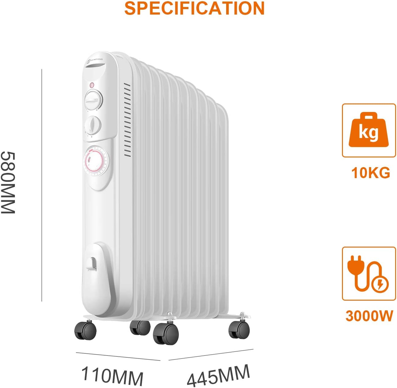 Super Saturday Fam Famgizmo 3000w 3kw 11 Fin Oil Filled Radiator
