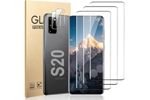 AFSKU [3+2 Pack S20 Glass Screen Protector, HD Clear 9H Tempered Glass Scratch Resistant, Fingerprint Unlock, 3D Curved, Bubble-Free for Samsung Galaxy S20 Glass Screen Camera Protector(6.2 Inch)