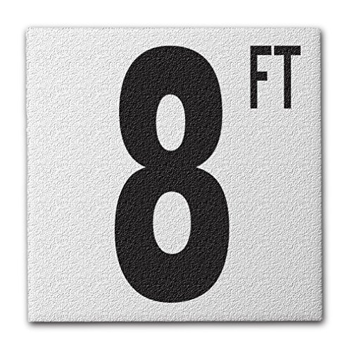 Ceramic Swimming Pool Deck Depth Marker "8 FT" Abrasive Non-Slip Finish, 5 inch Font