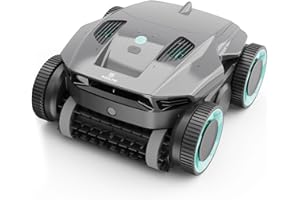 POOLMR Cordless Robotic Pool Cleaner, Pool Vacuum for Inground Pools, Wall Climbing, 120 Min Runtime, Quad-Motor, Powerful Suction, Automatic Pool Vacuum for In Ground Pool Up to 1500 sq. ft, Grayblack