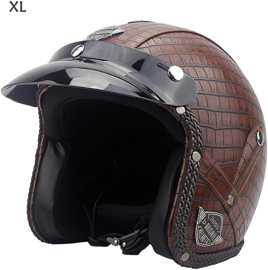 gaeruite Vintage Moto Casque en Cuir PU, Casques Harley, Unisexe 3/4 Moto Chopper Scooter gaeruite Vintage Moto Casque en Cuir PU, Casques Harley, Unisexe 3/4 Moto Chopper Scooter