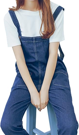 Amazon Elpis レディース デニム サロペット パンツ オーバーオール ゆったり クラッシュ カジュアル ジーンズ つなぎ S L サイズ L ジーンズ 通販