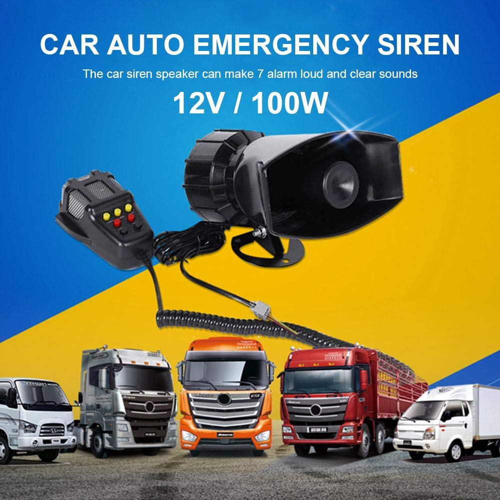 Acquista 12 V 100 W 120-150 dB 7 Suoni Sirena di avvertimento elettronica per auto Allarme moto Vigili del fuoco Ambulanza Altoparlante con microfono per auto in Italia a partire da 25