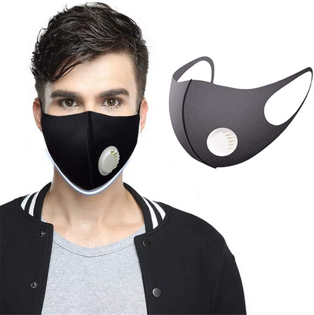 Reusable Washable Cotton Respirator with Filters Breather Valve for Adults, Dustproof 口罩 Máscara Windproof PM2.5 Foggy Haze Pollution Face Protection for (1, Gray)