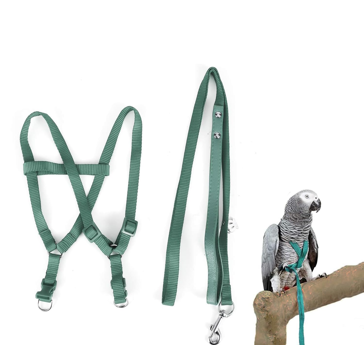 Nicoone Bird Harness and Leash for Macaw Cockatoos, Adjustable Bird Leash for Parrots