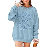 Migxsaf Bride Sweatshirt Mrs Fiancee Engaged Sweatshirts Oversized Long Sleeve Shirts Bachelorette Wedding Party Gifts