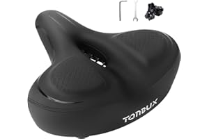 TONBUX Wide Bike Seat for Men Women Comfort, Comfortable Bicycle Seat Cushion, Memory Foam Bike Saddle Compatible with Peloto