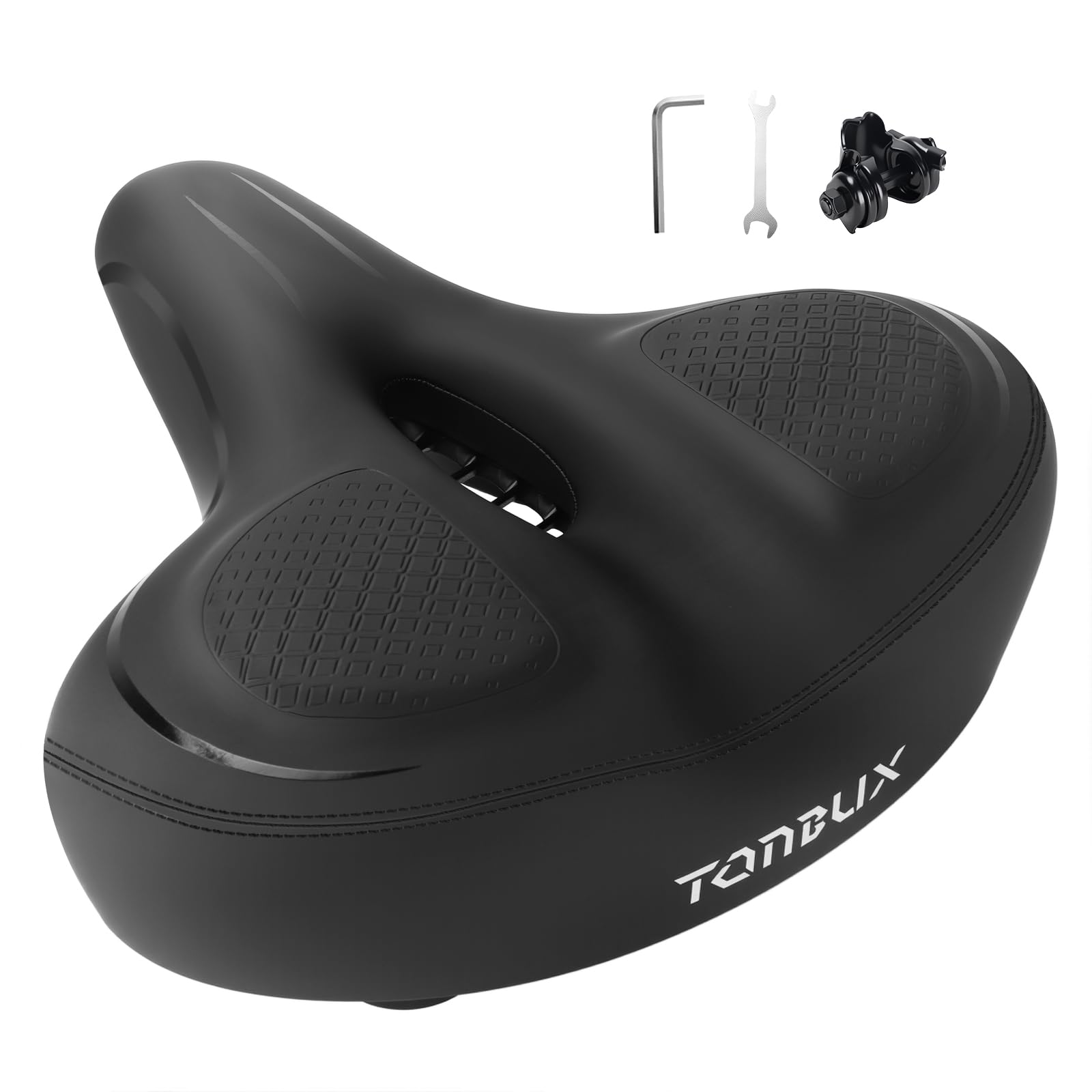 TONBUX Oversized Bike Seat for Men Women Comfort, Bicycle Seat Replacement with Wide Cushion, Breathable Waterproof Bike Saddle Pad, Universal Fit for Peloton/Exercise/Road/Cruiser/Mountain Bikes