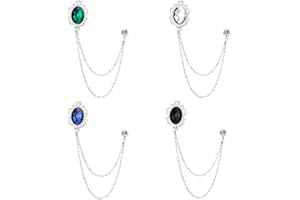 XUZHAN 4-Pack Men's Lapel Diamond Chain Brooches Lapel Pin for Men Suit Accessories Gem Fringe Tie Pins Chain Collar Dress Corsage Badges The Best Gifts for Father's Day on Valentine's Day