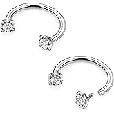Jenxnjsjo F136 Titanium 16G 8/10mm Horseshoe Septum Nose Lip Rings Hoops Piercings Cartilage Helix Daith Earrings Jewelry for Women Men
