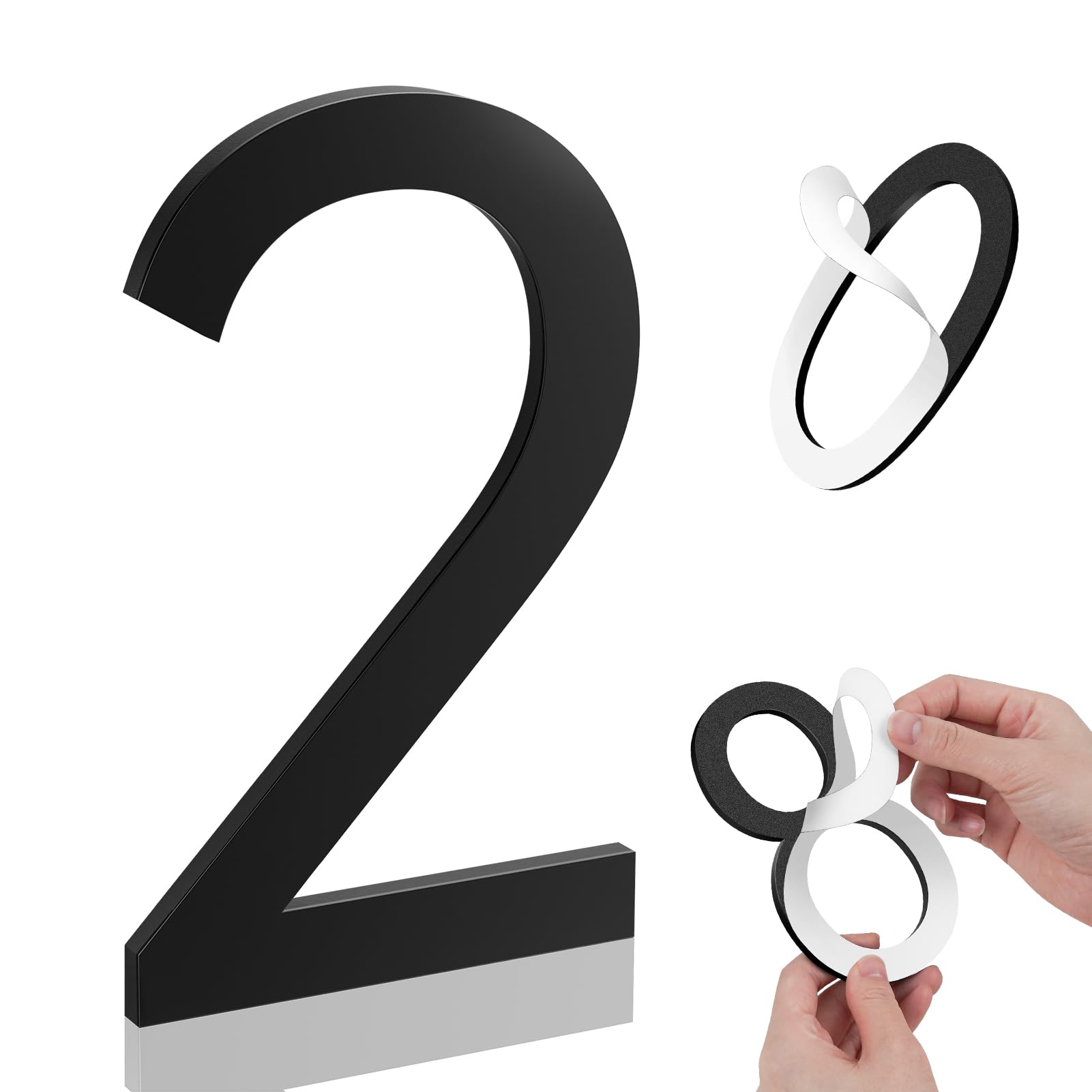Photo 1 of Merear 5 Inch House Numbers, Self-adhesive House Number Acrylic Modern House Numbers for Outside Black Mailbox Numbers Address Home Number for House Apartments Office Hotel Room Easy to Install (2)