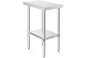 KUTLER Stainless Steel Table 30 x 12 Inches, NSF Heavy Duty Commercial Kitchen Prep and Work Table with Undershelf for Restaurant, Hotel, Home