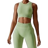 ABOCIW Womens Seamless Workout Sets Racerback Sports Bra Crop Tank Top High Waist Leggings 2 Piece Gym Yoga Outfits