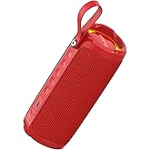 Bobtot Portable Bluetooth Speaker, IPX6 Waterproof Speaker with Punchy Bass, 15W Loud Sound, RGB, 15H Playtime, Dual Pairing for Party, Camping, Beach, Red