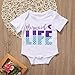 Canis Baby Boy Girl Romper Mermaid Life Letter Print Jumpsuit Playsuit Outfits (0-6 Months) White