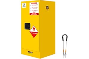 PXVWA 12 Gallon Flammable Storage Cabinet, 18.11'' x 18.11'' x 35.6'' Explosion Proof Cabinet, Adjustable Shelf Flammables Storage Cabinets for Gasoline, Alcohol, Flammable Liquids (Yellow)