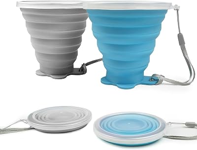 ddLUCK Silicone Foldable Cup 2 Pack BPA Free Collapsible Travel Mugs 260ml